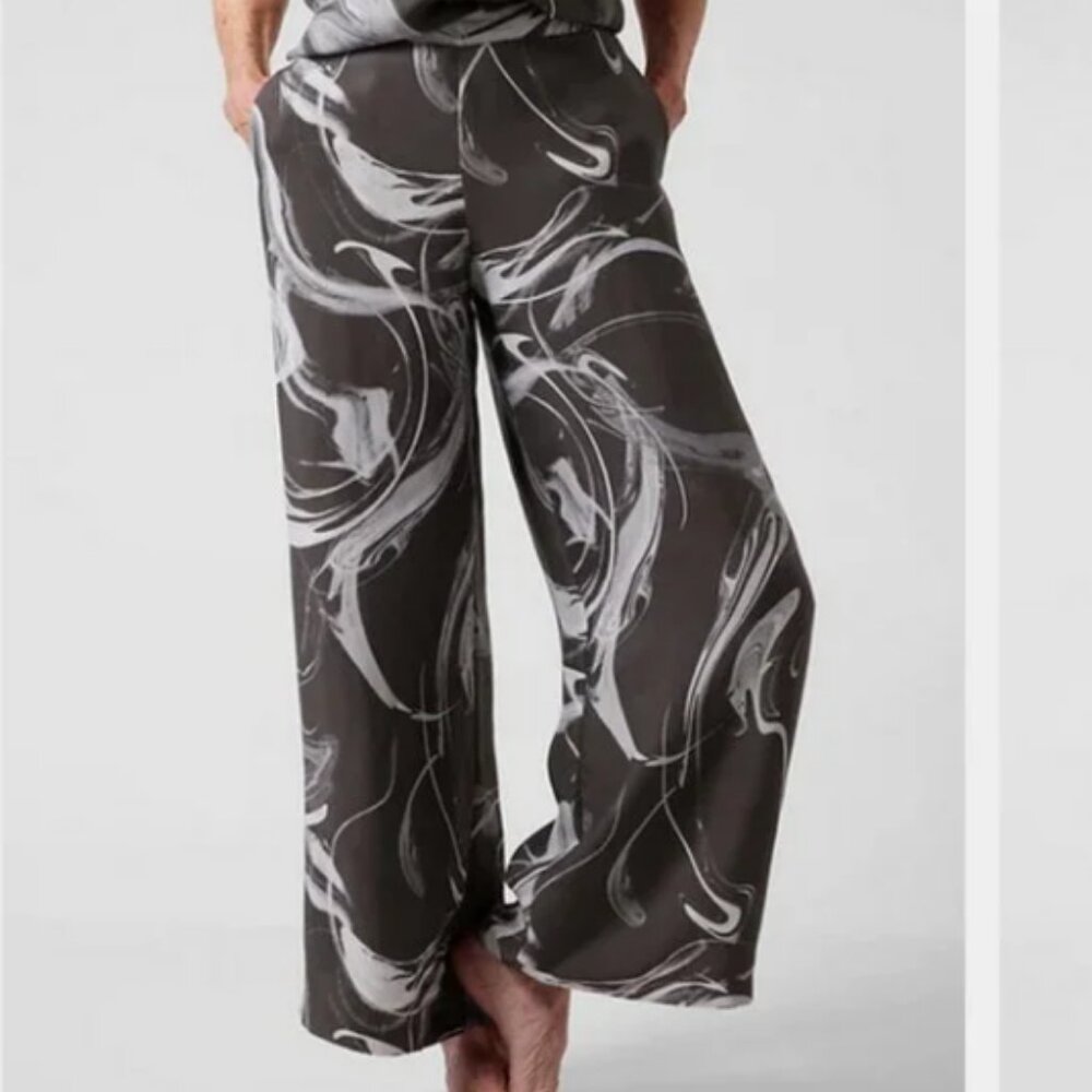 Athleta Women's Size Small Calm Cool Lounge Pant Marble Grey Black Marble